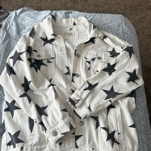 Peach Love California White Jacket with Black Stars